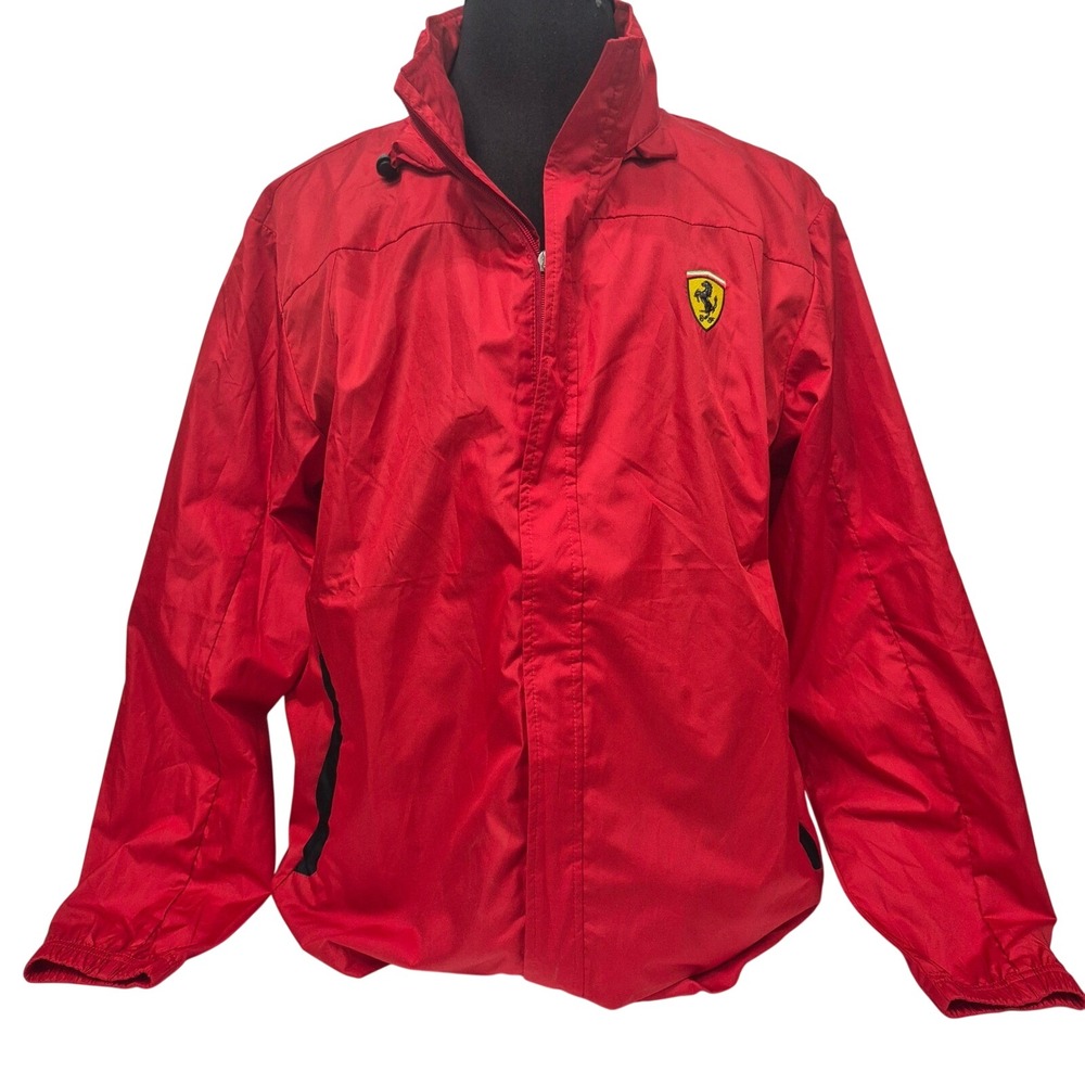 Ferrari Windbreaker Jacket Mens Large Red‎ Excellent